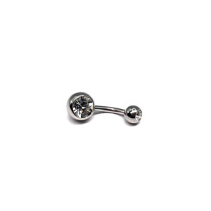 Belly Button In Steel With Crystal Stone 14g /8mm/sss
