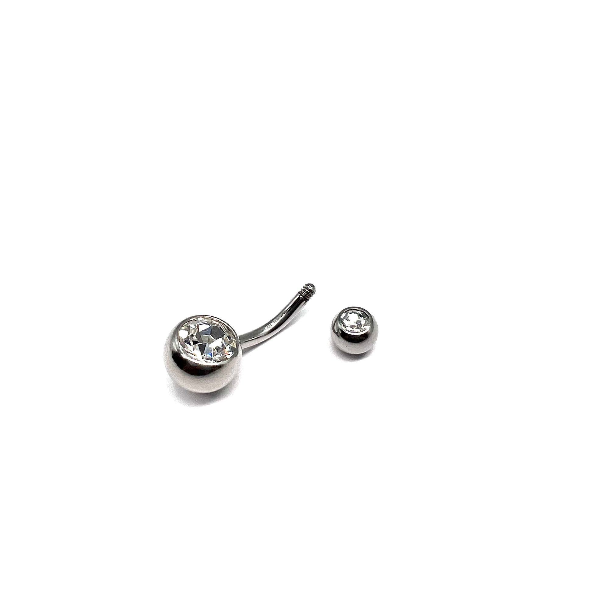Belly Button In Steel With Crystal Stone 14g /8mm/sss - Image 2